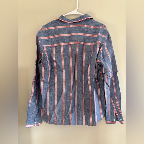 Frank & Eileen Relaxed Button Up Red, White & Blue Stripe Size Small - Picture 2 of 8